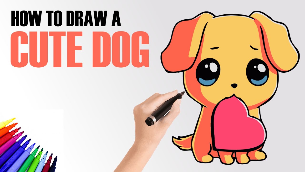 How To Draw A Cute Dog Easy For Kids Step By Step 🐶 Dog Drawing ...