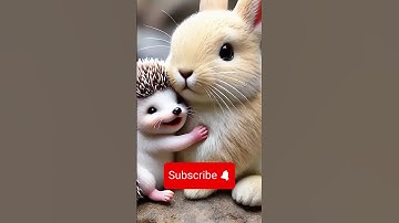 🐰Cute rabbit rescued the poor little hedgehog #rabbit  #cat  #kitten  #funny  #ai