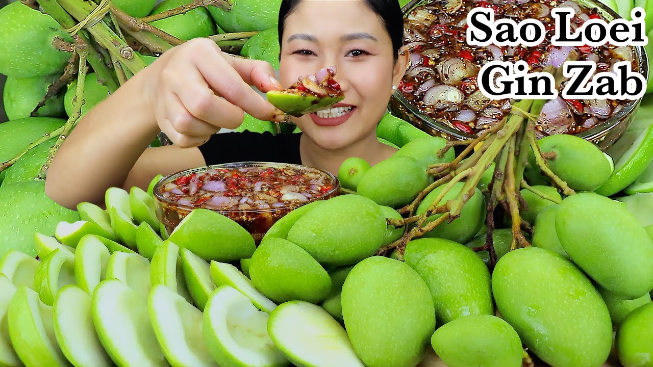 มะม่วงเปรี้ยวกรอบๆ จิ้มแจ่วปลาร้าเผ็ดๆแซ่บๆจ้า|Sour mango with spicy dip|Mukbang|EP.895