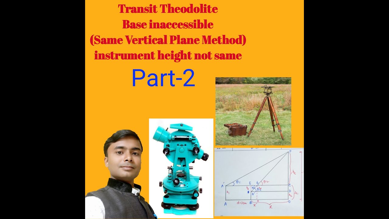Transit Theodolite: Base inaccessible (same vertical plane method ...