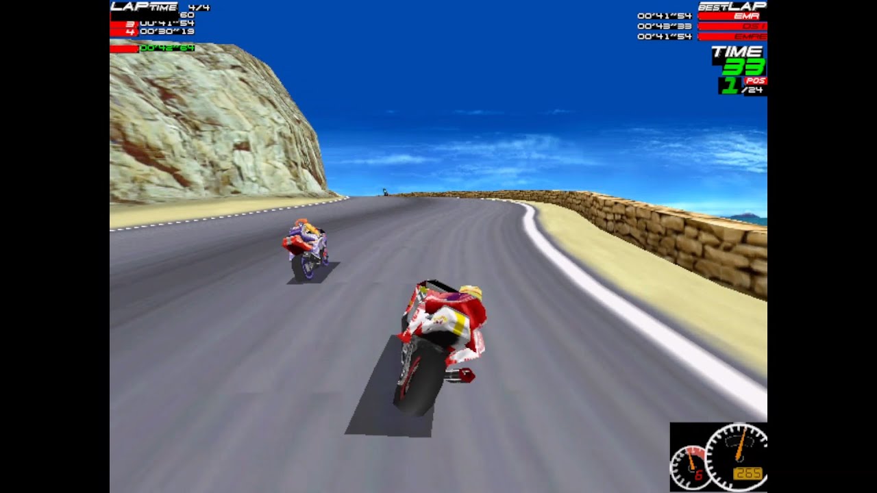 Moto Racer 1997 - Championship Mode (Normal Difficulty, Reverse Tracks)