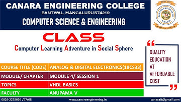 VTU ADE (18CS33) ANALOG AND DIGITAL ELECTRONICS [VHDL BASICS] (M4 L1)
