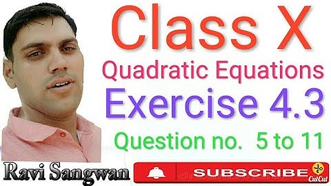 Class 10th NCERT math solution Quadratic Equations Exercise 4.3 question no  5 to 11 by RS SANGWAN C