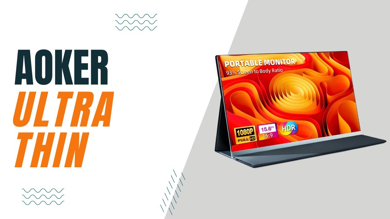 AOKER 15.6" Portable Monitor for Laptop - Ultra-Thin 1080P FHD 93% Screen Ratio 120% sRGB