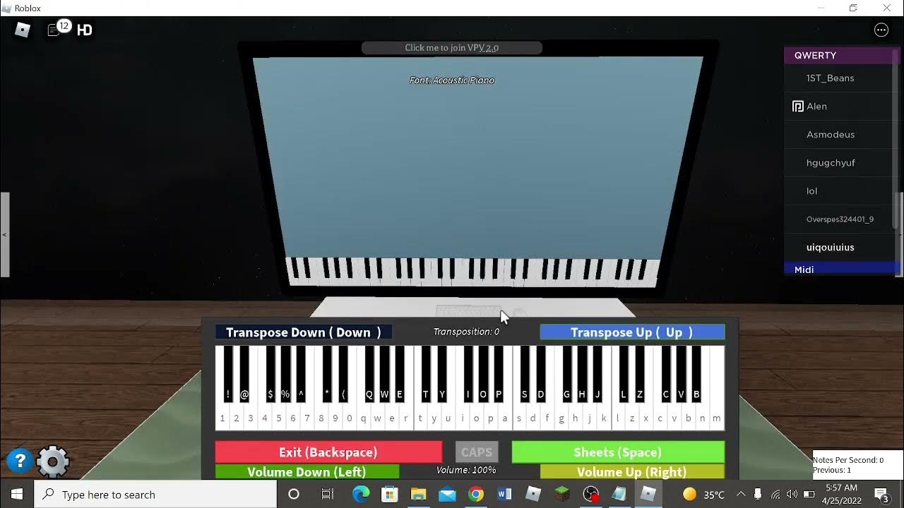 Rush roblox piano