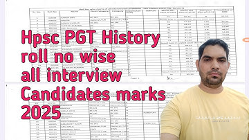 Hpsc PGT History roll no wise all interview Candidates marks 2025 / Hpsc PGT History Marks / Hpsc