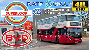 [RATP London: Superloop SL9 Heathrow Airport to Harrow via Hayes & Harlington] ADL E400City BYD Bus