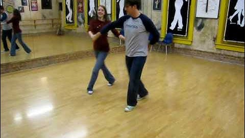 cha cha, crossover shoulder spin, guys alternating hammerlocks