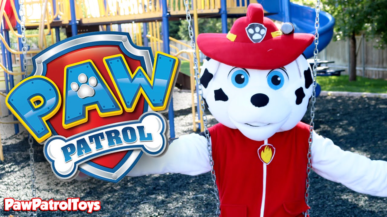 paw patrol tv show characters MARSHALL Plays At The Park in Real Life a Paw Patrol Costume Video by Paw Patrol Toys Channel