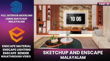 living room modeling  sketchup malayalam part 1