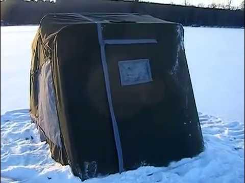 Homemade flipover ice hut 