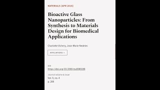 Bioactive Glass Nanoparticles: From Synthesis to Materials Design for Biomedical Appl... | RTCL.TV screenshot 2
