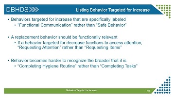 BSPARI Element Training Behaviors Targeted for Increase