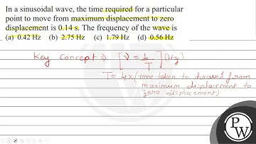 In a sinusoidal wave, the time required for a particular point to move from maximum displacement...