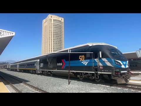 Amtrak #777 with the 50th Anniversary unit test train