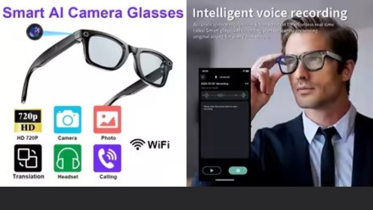 Ai Smart Glasses With Camera, Bluetooth Translation |Video Recording