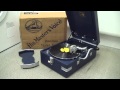 1932 HMV 102 Gramophone in blue, mint condition with original box & record tray.