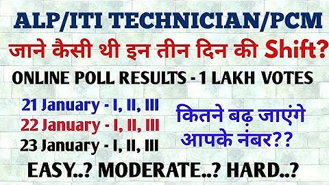 21, 22, 23 Jan 2019 को कैसा था आपके Shift का Level | Alp, ITI Technician, Pcm Cbt 2 Shift Level(All)