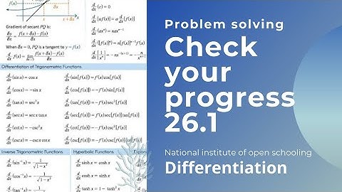 Check your progress 26.1 | Differentiation | Problem Solving | NIOS Maths | Class 12
