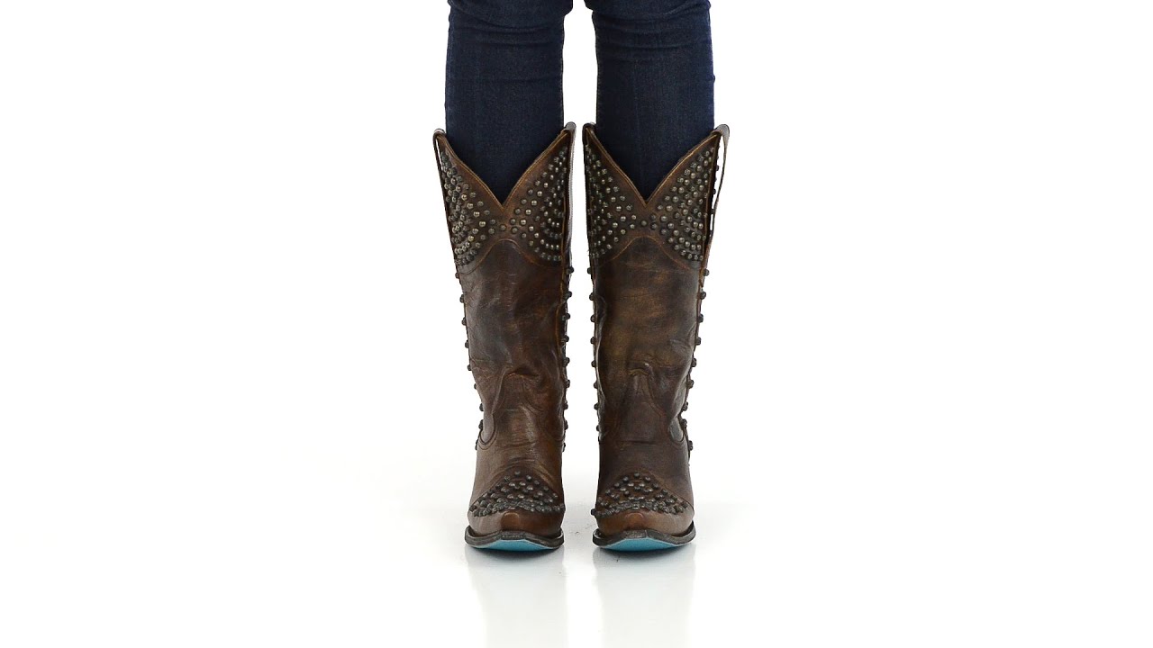 Lane Boots Womens Leather Distressed Rock On Stud Cowgirl - Style