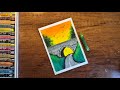 Easy Sunset Road Tunnel Drawing with Oil Pastels | Step-by-Step Landscape Art #artvideo #shorts #art