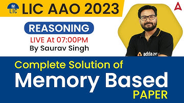 LIC AAO Analysis 2023 | Reasoning Complete Solution of Memory Based Paper By Saurav Singh