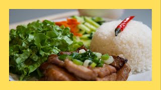 Vietnamese grilled pork with broken rice (com tham thit nuong)