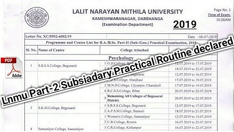 Lnmu part 2 subsidiary practical routine declared 2019 || by study with kumar keshav
