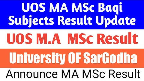 NEW update MA MSc UOS Results Announcement | Shahid Sohia Official