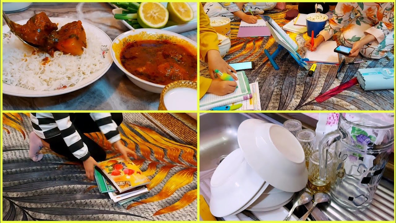 روتين وطبخ ولمة اميرات 👑 دراستهن👭👭 وترتيبهن 💫 طبخ مرق الشلغم او اللفت اللذيذة 😋 غسل مواعين 🍽