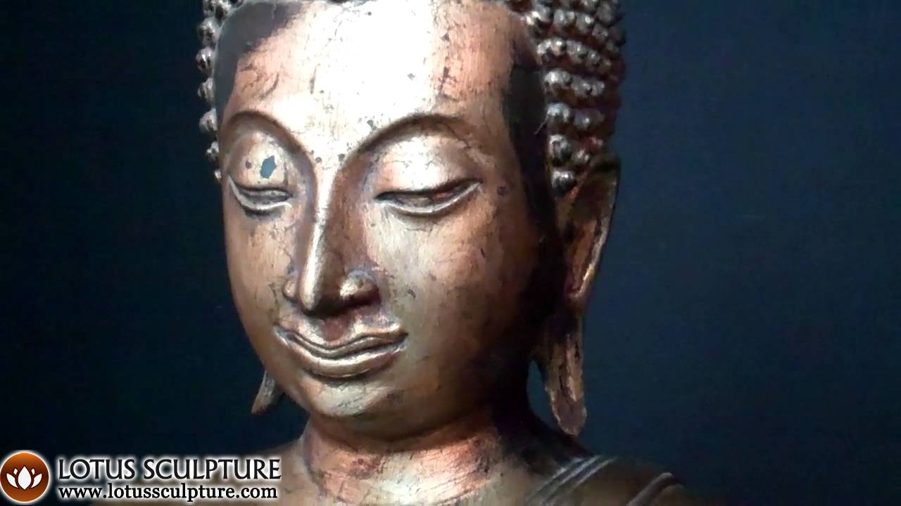Antique Gold Leaf Sukhothai Thai Buddha Statue www.lotussculpture.com