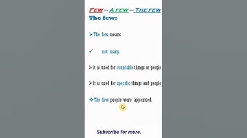 use of few | use of a few | use of the few | few | a few | the few | difference between few & a few