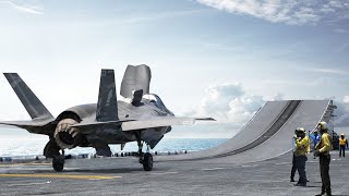 US Made F35B Switch to Transformer Mode Before Ski Jump in Middle of the Sea