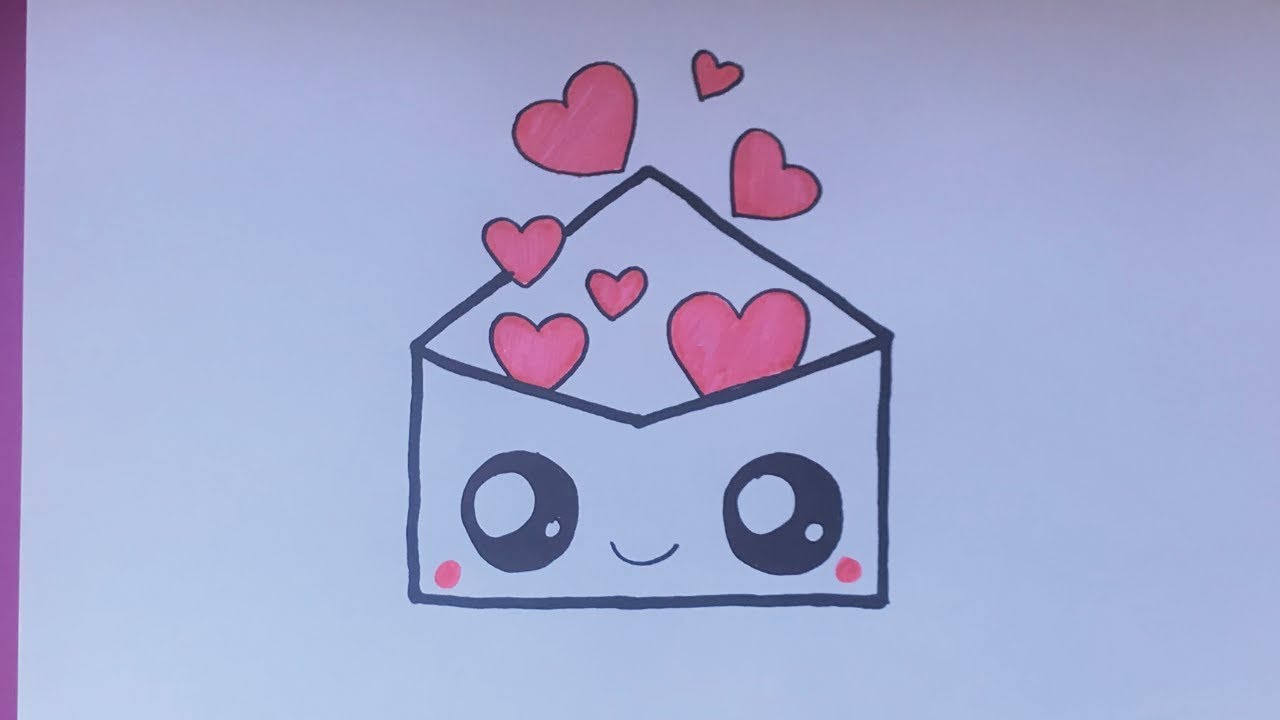 Como desenhar um envelope bonito com corações de amor \ Desenho facil de  fazer 