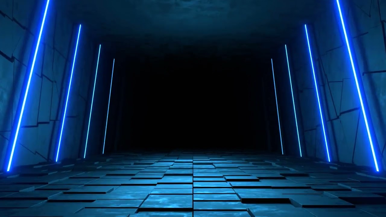 Dark space, bright future Modern sci fi room in 3D, an empty