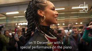 Alicia Keys surprises commuters with performance at London's St Pancras train station