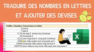 Convertir Ou Traduire Des Nombres, Chiffres En Lettres Sur Excel Et Ajouter Des Devises