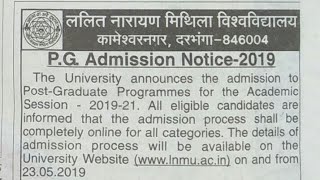 LNMU UNIVERSITY Darbhanga
Admission PG to M. A./M.Sc./M. Com. Cours