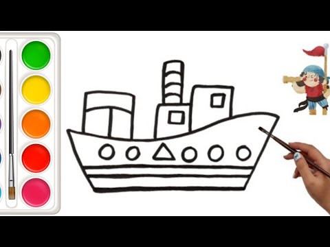 Cargo Ship Drawing, Painting, Coloring for Kids & Toddlers | Try to Draw  With Me - YouTube