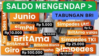 Saldo mengendap semua jenis rekening tabungan BRI 2025 simpedes|britama|junio|tabunganKu|giro|simpel
