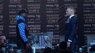 Floyd Mayweather And Conor Mcgregor Have First Staredown Espn