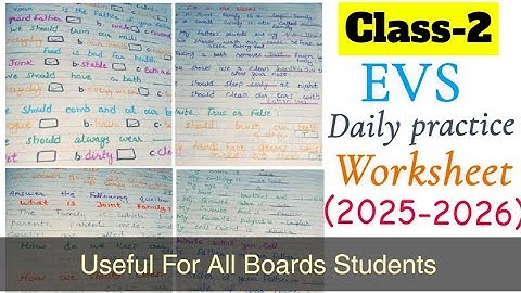 Class 2 EVS Syllabus 2025-2026|Class 2 EVS Daily Practice worksheet 2025|Class 2 EVS Worksheet