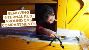 Internal rust removal and repair around gas compartment! | VW Kombi restoration