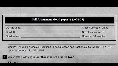 AP 6th Class ( Fa1 - Self Assessment )💯V.imp Maths Paper 2024 ||6th class Self Assessment-1 fa1 2024