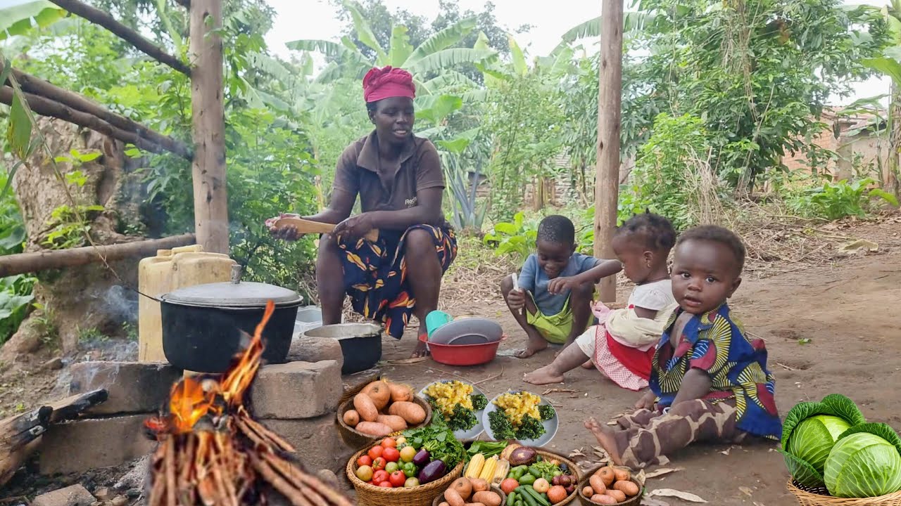 She’s Only 20 With 6 Kids… Her African Village Life Will Inspire You_Gardening, Harvesting & Cooking