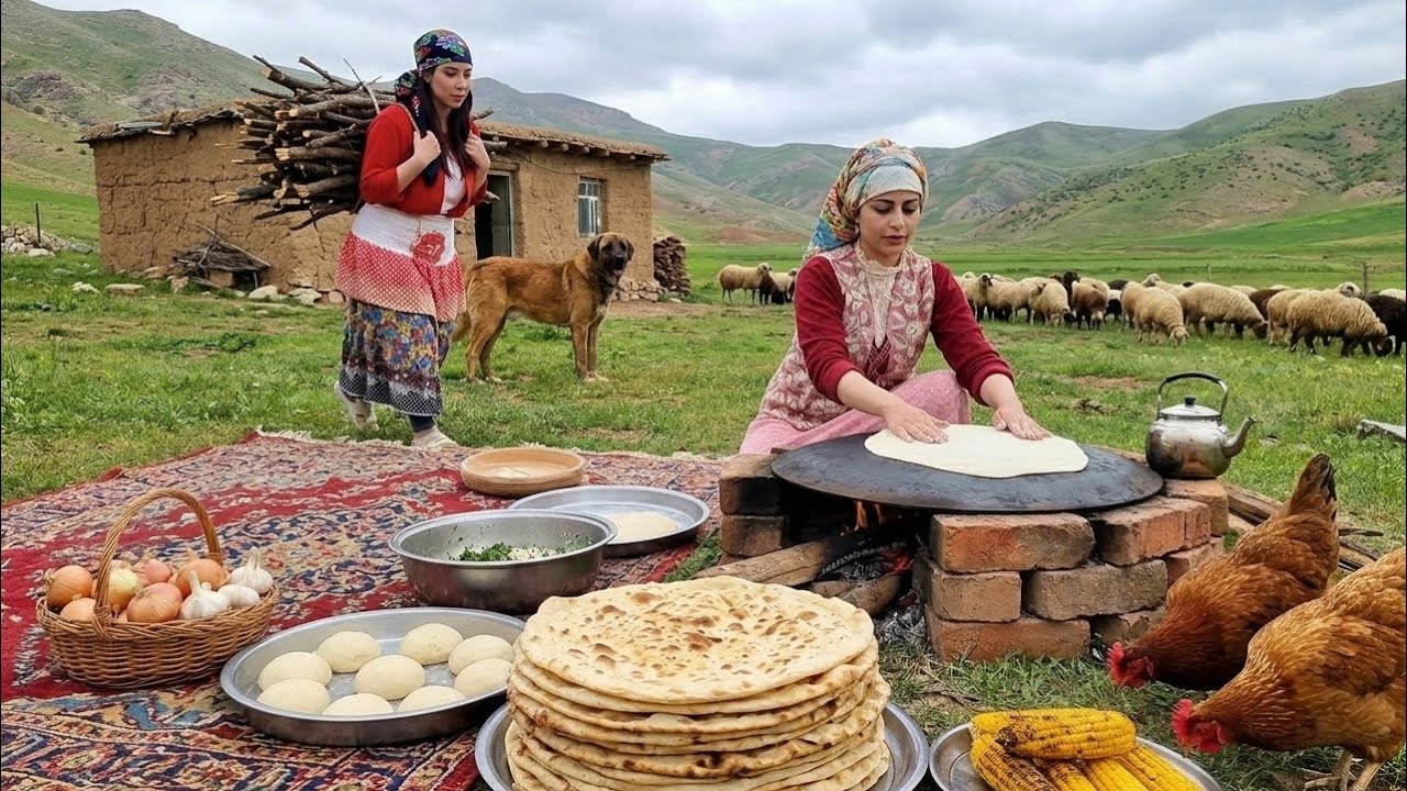 Daily Rural Life Iran | Gathering Firewood from Trees & Baking Traditional Bread