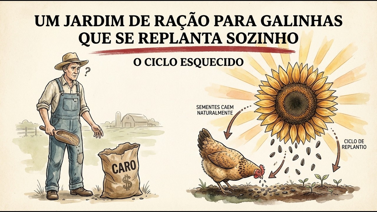 Uma horta de ração para galinhas que se replanta sozinha — o ciclo esquecido