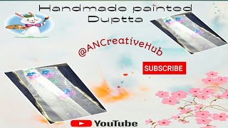 Organza Dupatta|Handmade #fabricpainting #fashion #handmade #design #trending @ANCreativeHub