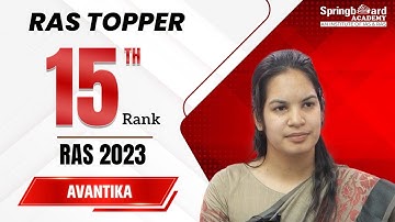 Ms. Avantika | RAS-2023 | Rank-15 | Mock Interview | SpringBoard Academy