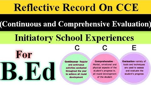 Reflective Record on CCE l Continuous and Comprehensive Evaluation l For B.Ed